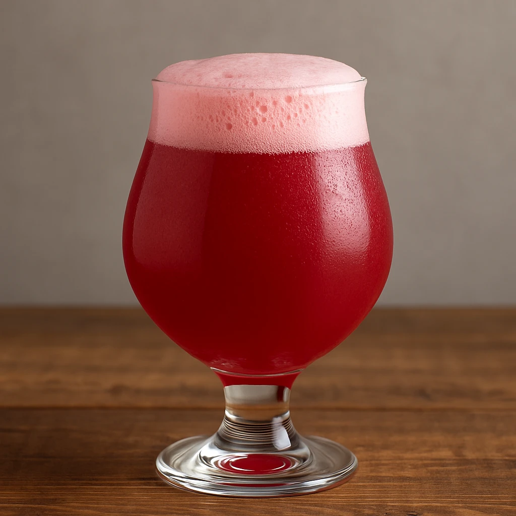 fruited sour øl i tulipan formet ølglas